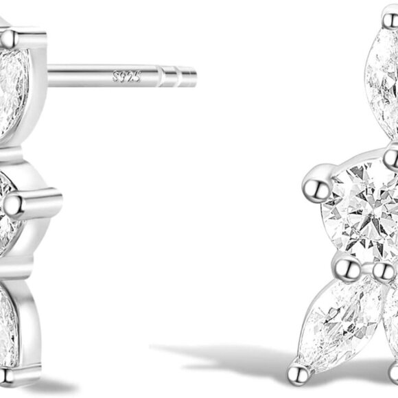 Jewelry - Stud Earrings Silver 925 CZ Hypoallergenic Bridal Wedding Gift